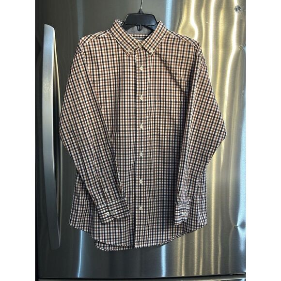 Haggar Dress Shirt Mens SZ M Blue/Red Plaid Long Sleeve‎ Button Down Stretch - Picture 1 of 5